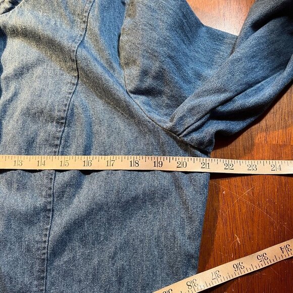 Vintage 90s Vermont Country Store Denim Ruffle Jacket Womens L Cottage Western - Picture 8 of 11
